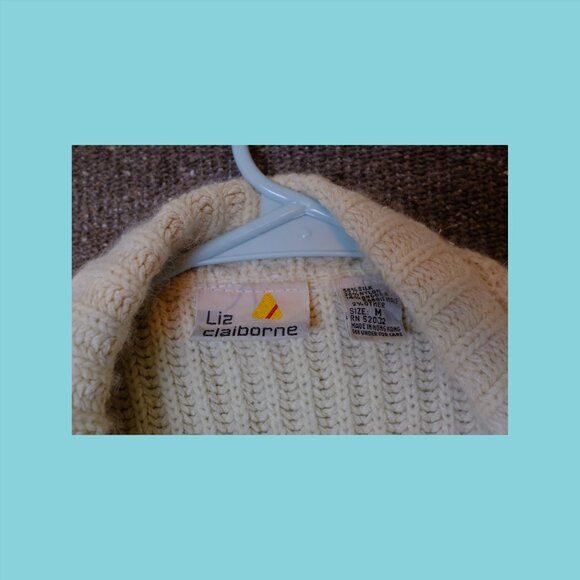 Liz clairborne angora silk sweater cardigan medium - Picture 3 of 4